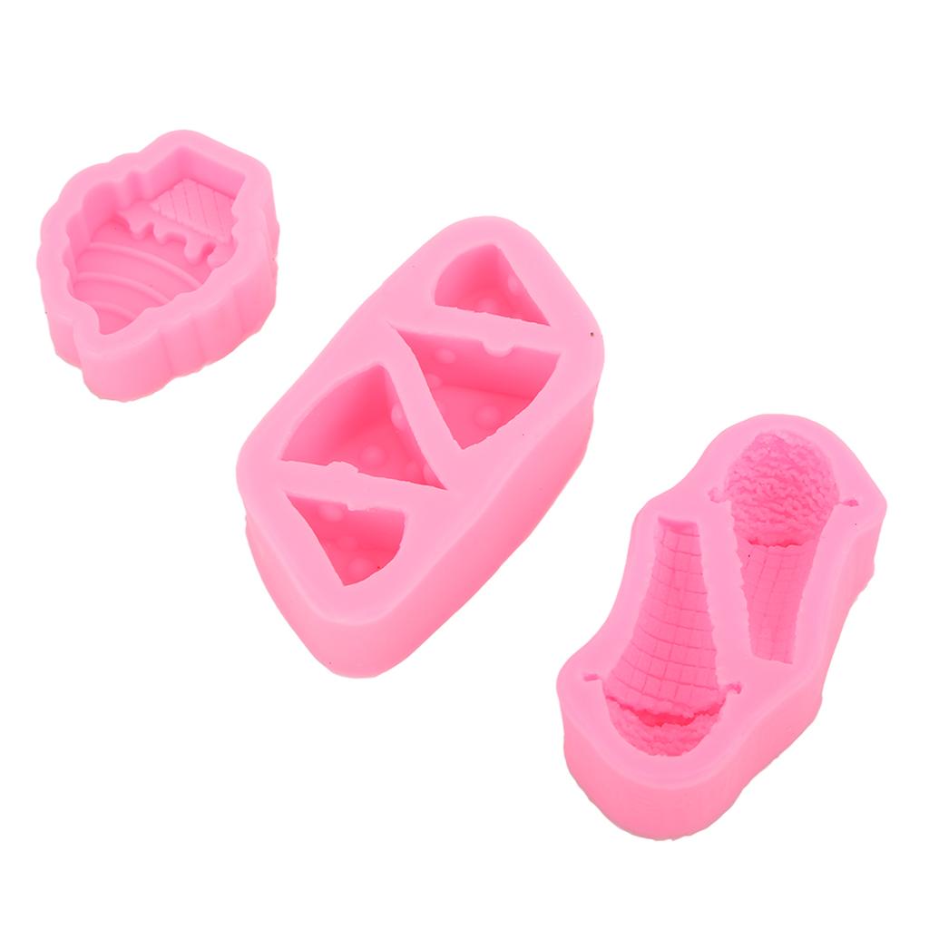 Ice Cream Silicone Fondant Molds Easy Demoulding 3D Ice Cream Mould for Birthday Decoration DIY Kitchen Baking