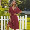 Polka Dot Print Summer Short Sleeve V-Neck Casual Dresses