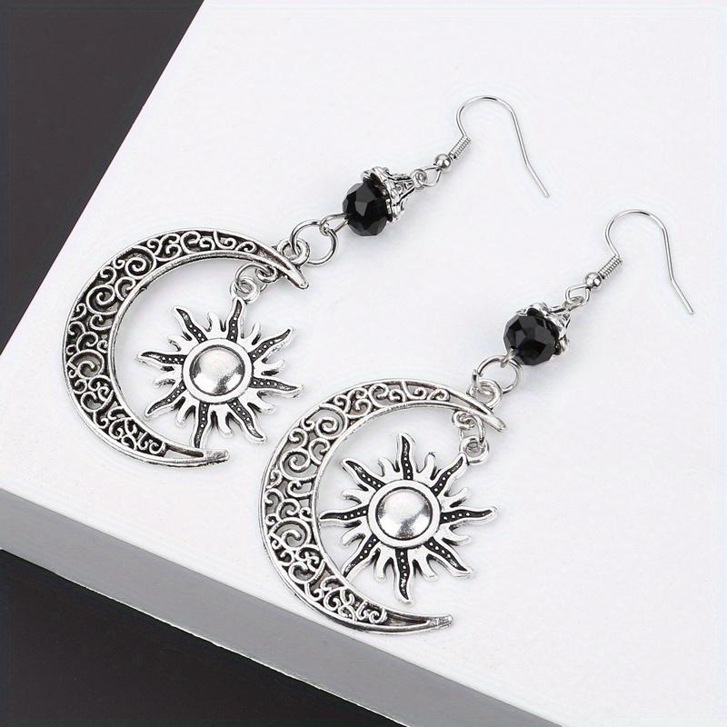 Gotisk mørk stil måne sol pentagram ørering okkult halvmåne wicca heks dingle øredobber for kvinner menn håndlagde gotiske smykker gave