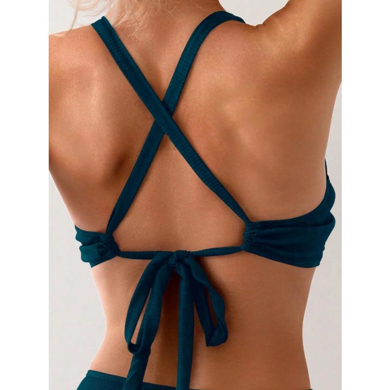 Le Bikini Deux Pièces Couleur Unie Surf Été Nouveau 2025 est simple et a de la personnalité