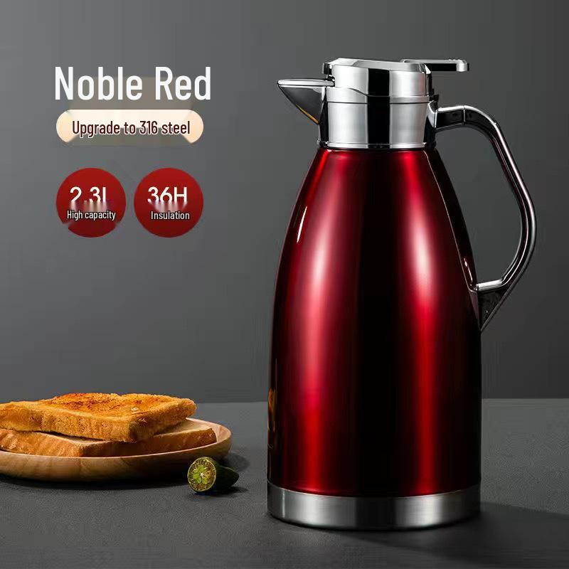 Large Capacity Stainless Steel Thermos Pot - Long-Lasting Hot Water and Boiling Bottle for Home or Restaurant Use.