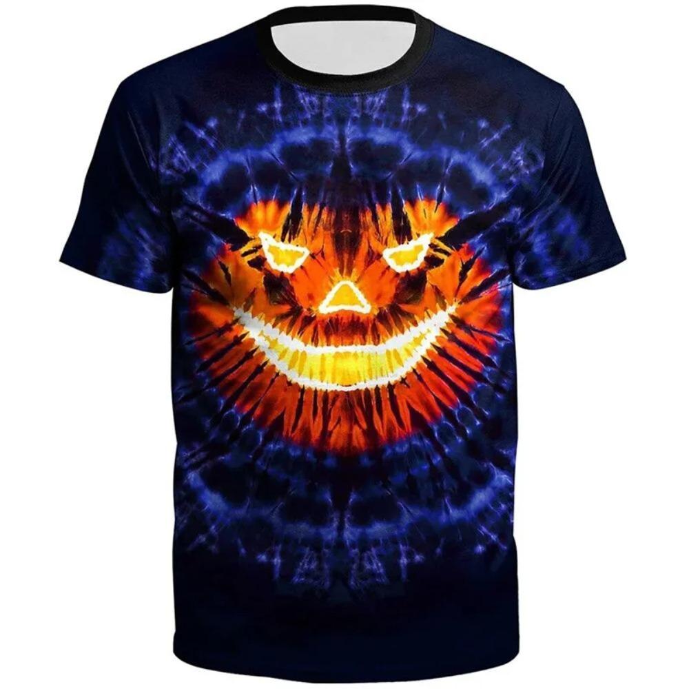 Funny Halloween Pumpkin T-shirt Men's 3D Printed Fashion Round Neck T-shirt Top Children's Short Sleeve Summer T-shirt