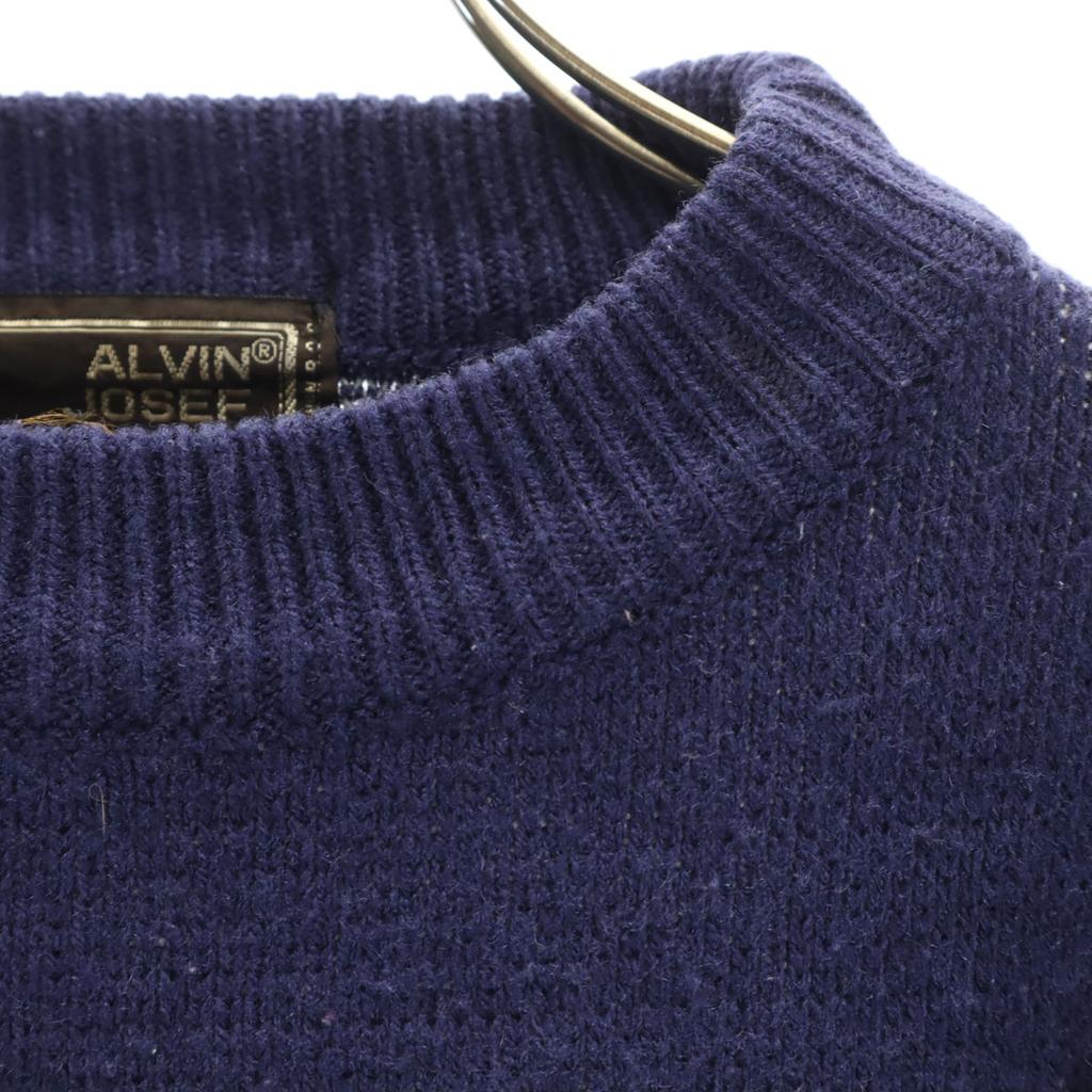 ALVIN JOSEF 80s vintage Fair Isle Pattern Long sleeve sweater M Navy knit Women Used