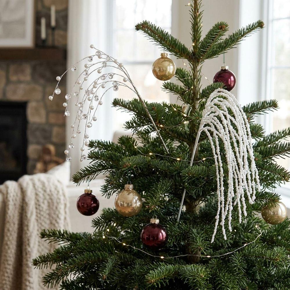 Crystal Dangle Christmas Crystal Spray Pick Artificial Christmas Spray Holiday Wedding Decor