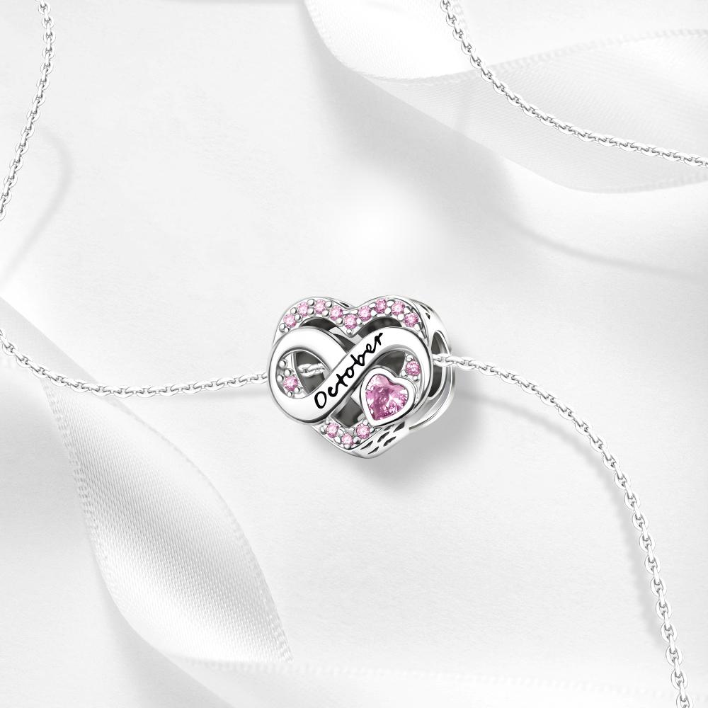 Original Copper Charms Twelve Months Of Heart Lucky Stone Beads Pendants Fit Bracelet Necklace Diy Jewelry Gift