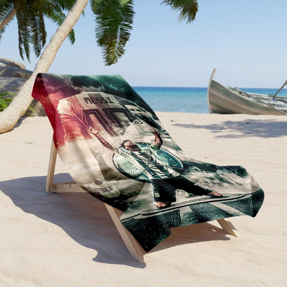 Football Messi Beach Towel Quick-Dry Soft Microfiber Comfortable Lightweight Portable for Swimming,Beach,Camping, Travel, Beach Accessories,Gym