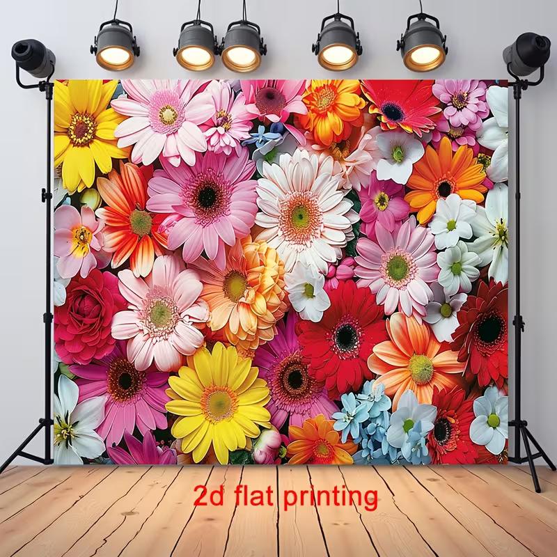 2D Colorful Gerbera Flower Wall Backdrop Background Cloth