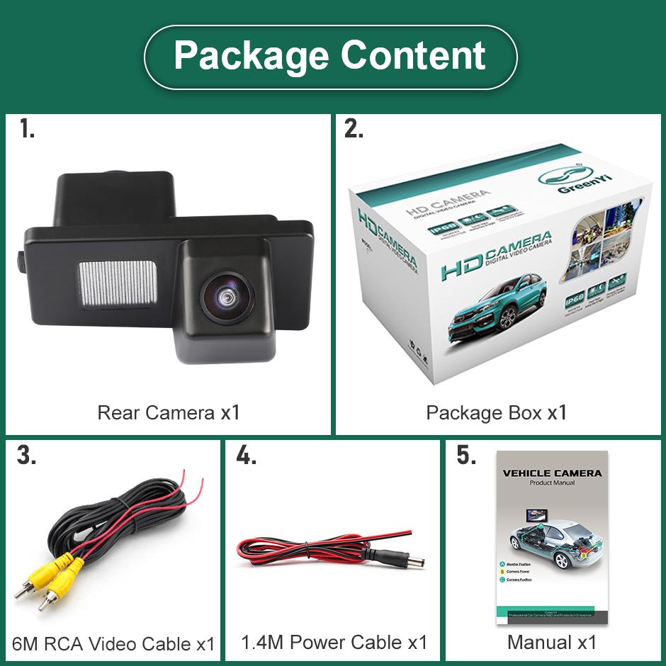 GreenYi CCD AHD1080P Night Vision Car License Plate Light Rear View Camera For Ssangyong Rexton Lester Kyron Korando 2011-2014