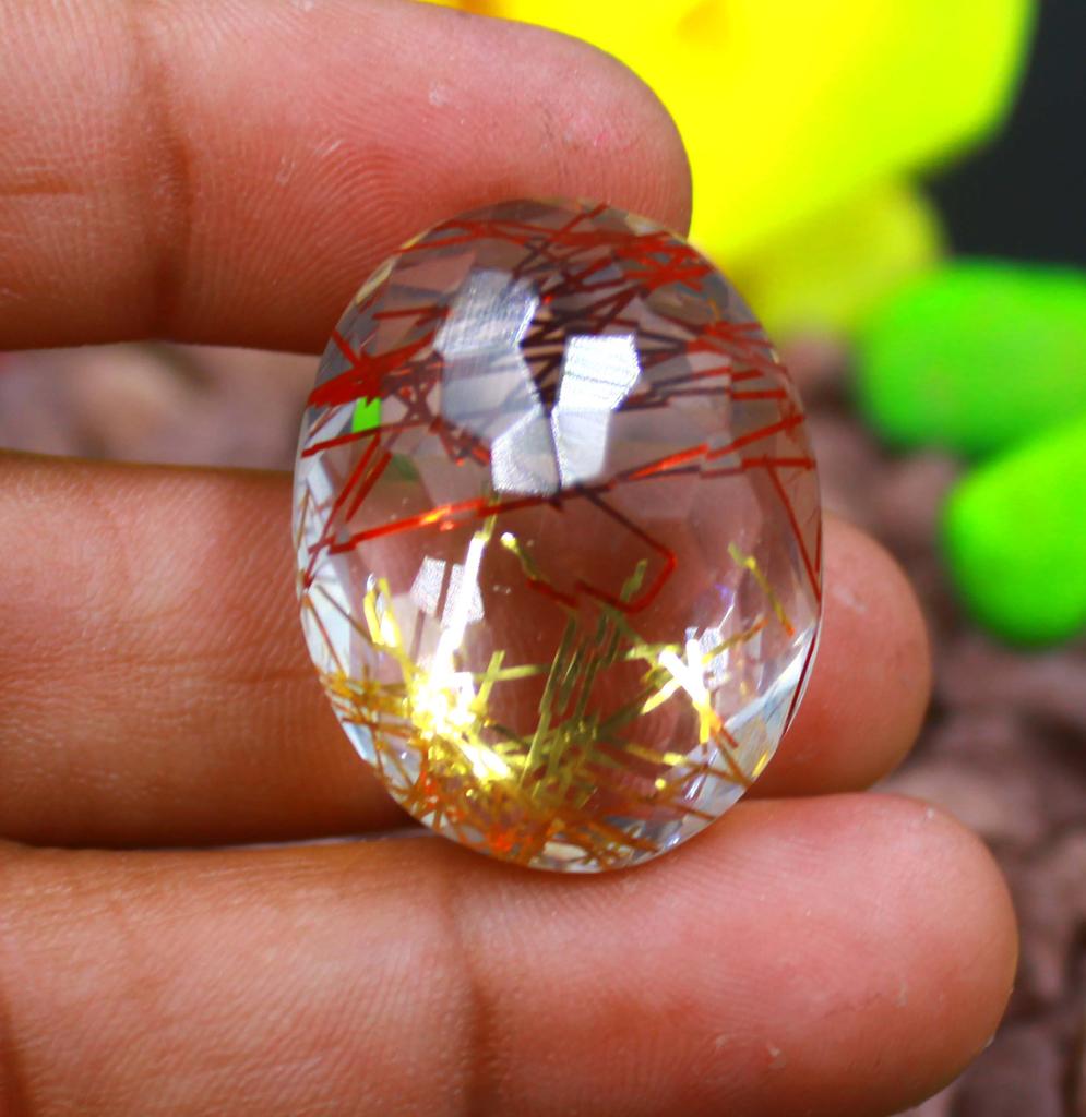 50-60 Carat Oval Shape Red Quartz Lab Created Brazil Certified Loose Gemstone SN384