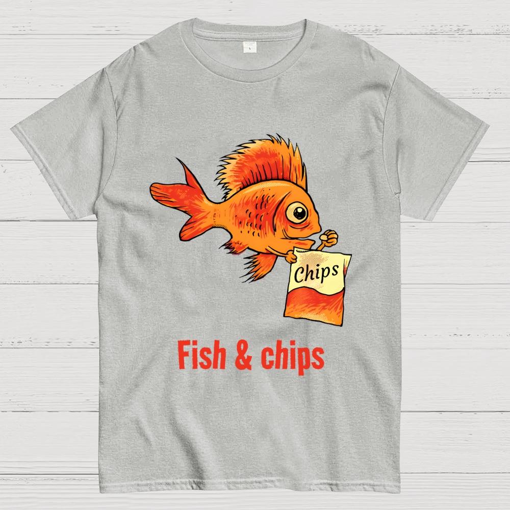 Fish & chips Cotton Summer Casual Cool Loose T-Shirt