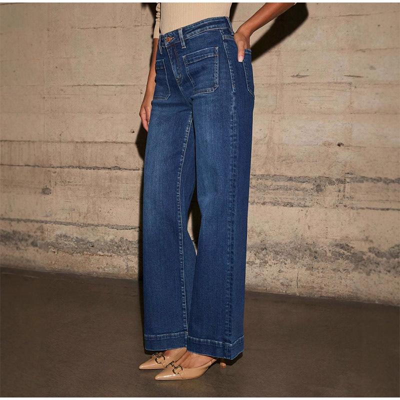 High Waisted Straight Leg Jeans Women's Clothing 2025 Spring New Item Slim and Wide Leg Retro Style Pants