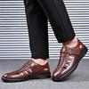 Fashion Summer Breathable Men Slip on Hollow Out Loafers Shoes Man Casual Leather Sandals Hot Sale Leisure Walk Hiking Sandals  Footwear