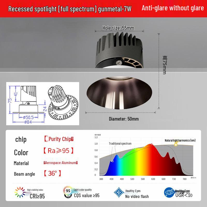 High CRI Frameless Anti-Glare COB Spotlight for Home & Hotel