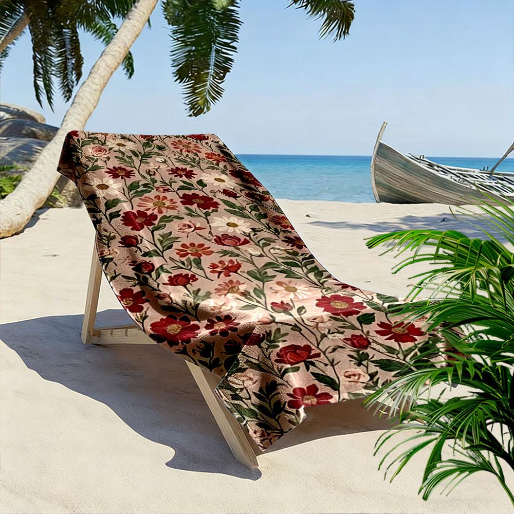Floral Print Beige Beach Towel A Must-have Beach Towel for Beach Travel