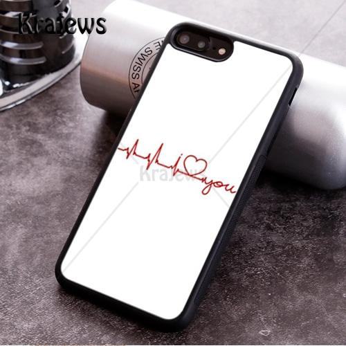 Krajews Love Heart Beat Printed Soft Phone Case For iPhone 17 Air 16 15 14 11 12 13 Pro MAX Plus Cover Coque