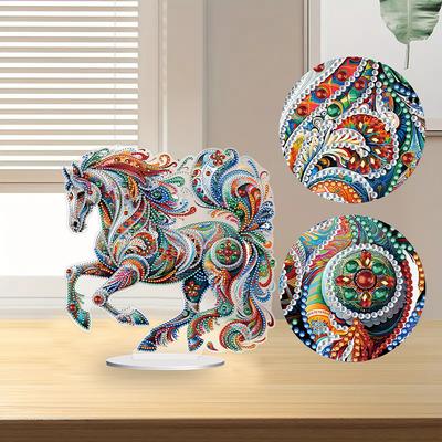 Acrylic 5D DIY Diamond Art Tabletop Decorations Gorgeous Flower Diamond Painting Tabletop Ornaments Kit for Office Desktop Decor