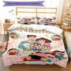 3pcs Duvet Cover Set (1*Duvet Cover + 2*Pillowcase, Without Core), Custom Name Crayon Shin chanPattern Bedding Set, Home Bedroom Decor Gift