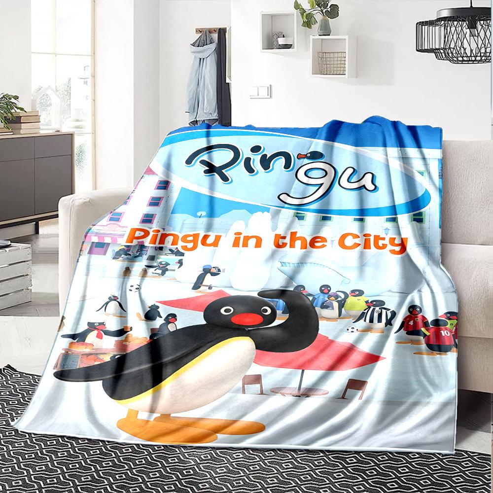 1pc Pingu3 Blanket, Gift, for Men and Women, Soft Blanket, Good for Sofa Bed Couch Travel, Lightweight Flannel Blanket