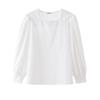 1116 Shirt Women's Korean Version of Simple Niche Temperament Horn Sleeve Shirt French Square Collar Loose Solid Color Inner Top