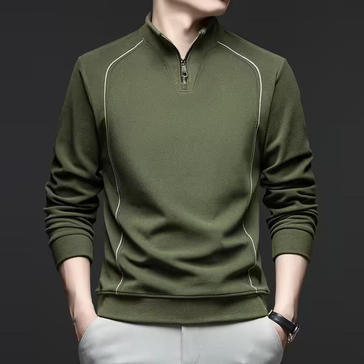 2025 Winter Fashion Trend Warm Velvet Half-Zip Stand Collar Men s Casual Sweatshirt M