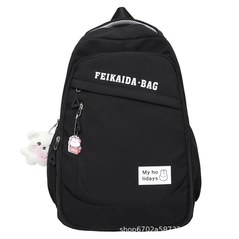 

Студенческий школьный рюкзак новый повседневный рюкзак большой вместимости мужской сочетающийся по цвету маленький свежий и легкий рюкзак для девочки no pendant чёрный