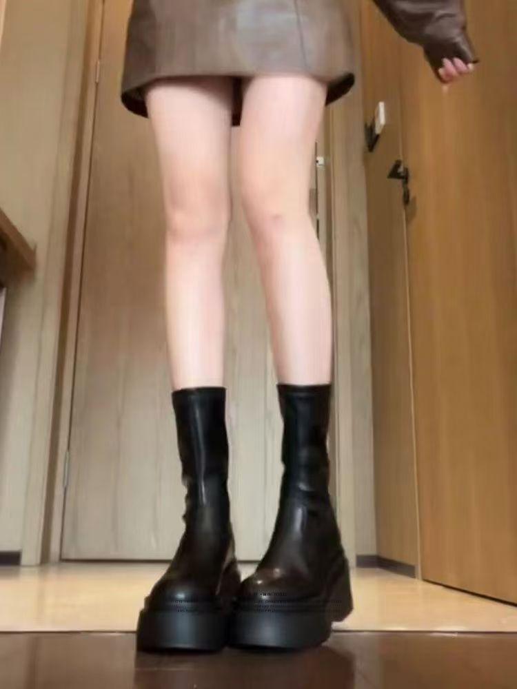 Foreign Thick-soled Martin Boots Korean Version of Fashion Boots 2025 New Autumn and Winter Fashion Versatile Small Slim Short Boots Women