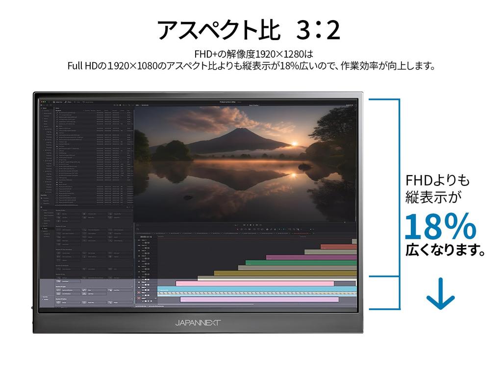 JAPANNEXT IPS panel with full resolution mobile monitor miniHDMI USB aspect ratio with smart case 13.5-inch HD+ (1920x1280) JN-MD-IPS135FP Type-C