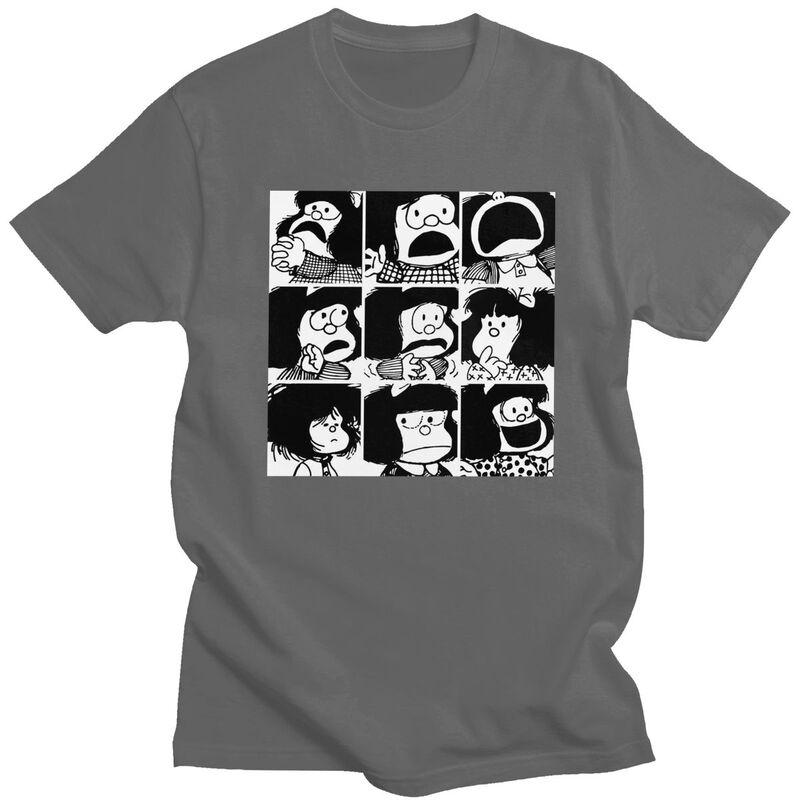 Custom Quino Comic Cartoon Mafalda T Shirts for Men Pure Cotton Tees Tshirt ShortSleeve Fashion Tshirt
