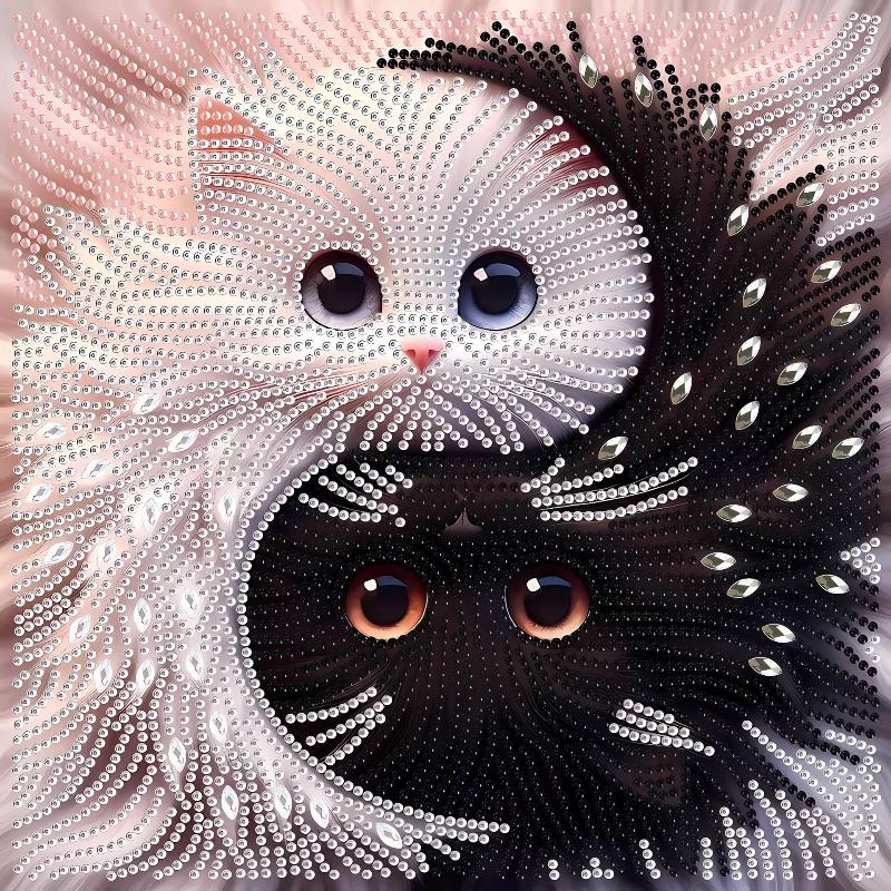 5D Diamond Painting Set  Fluffy Kitten Theme,  2D Flat Print,Ideal for Home Decor In Living Room, Bedroom
