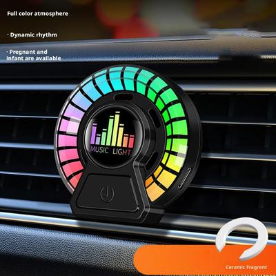 NEUER Auto-Lufterfrischer Steckdose Duft Lüftungsschlitz Aromatherapie Atmosphäre Rhythmuslampe Musik RGB Voice Up Pick Innenlicht X7R2