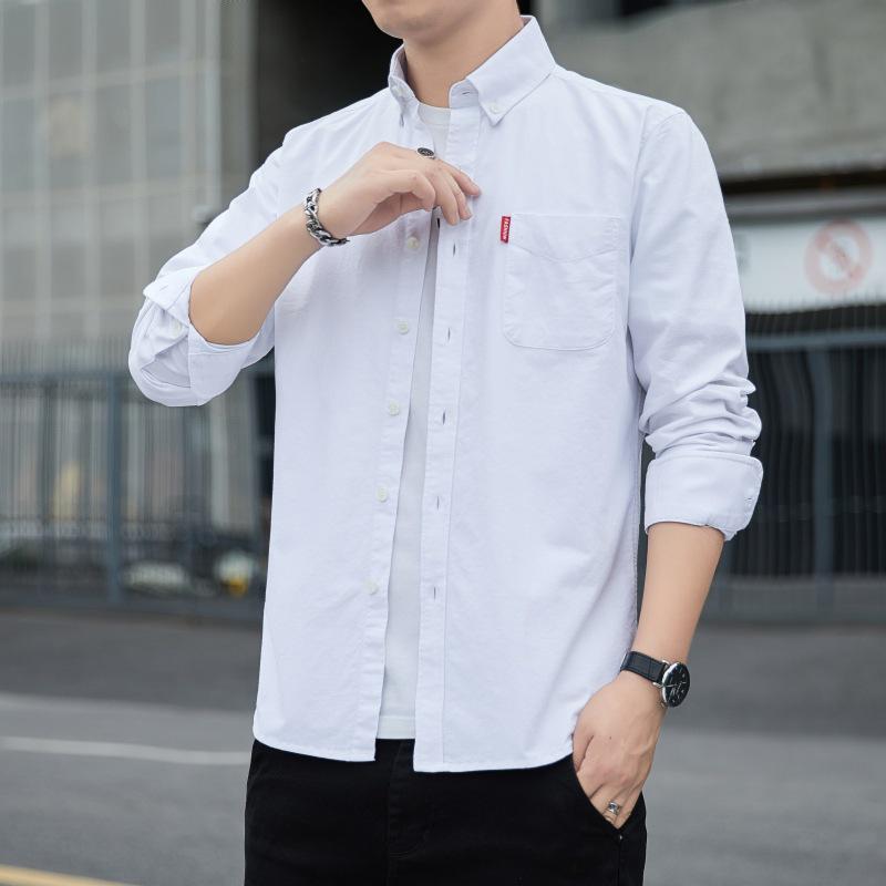 Men's Slim-Fit Long-Sleeve Oxford Shirt - Spring/Autumn Casual & Breathable