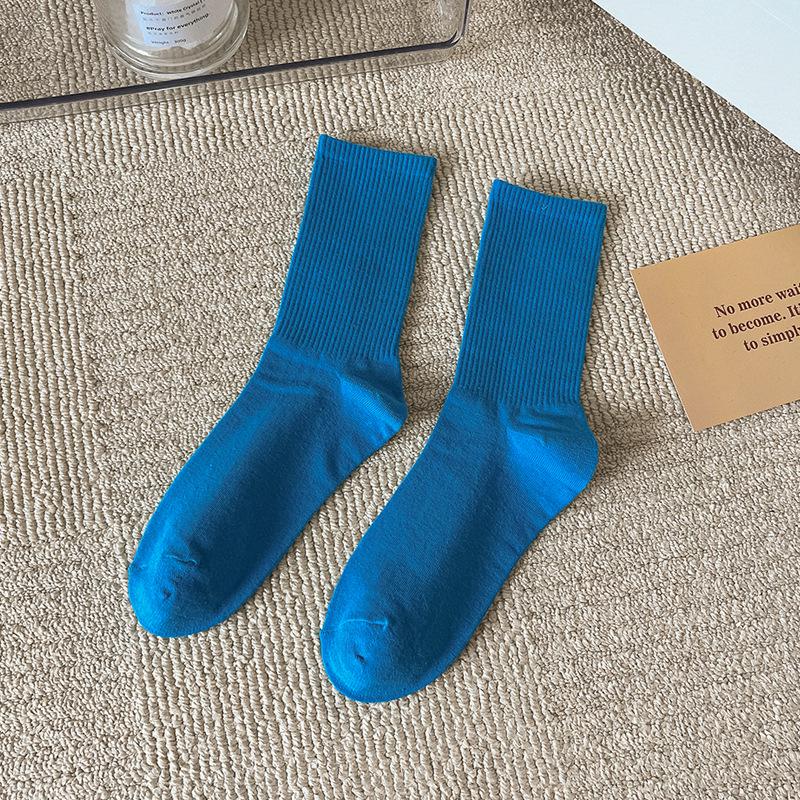 Women's Trendy Candy Color Thin Mid-Calf Socks - Colorful Japanese Style Summer Pile Socks