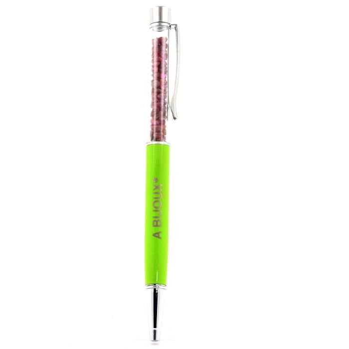 Stylo minéraux Rubis brut Madagascar - ABIJOUX - Bille - Noir - Moyenne - Rechargeable
