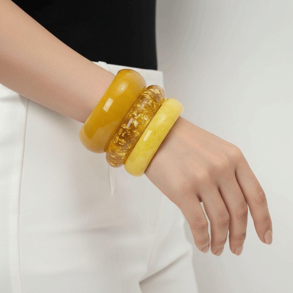 Gradient Acrylic Bracelets Translucent Chunky Cuffs Wrist Jewelry Resin Bangles Music Festival