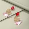 Elegant Alloy Heartshaped Earrings With Multilayer Tassels Women For