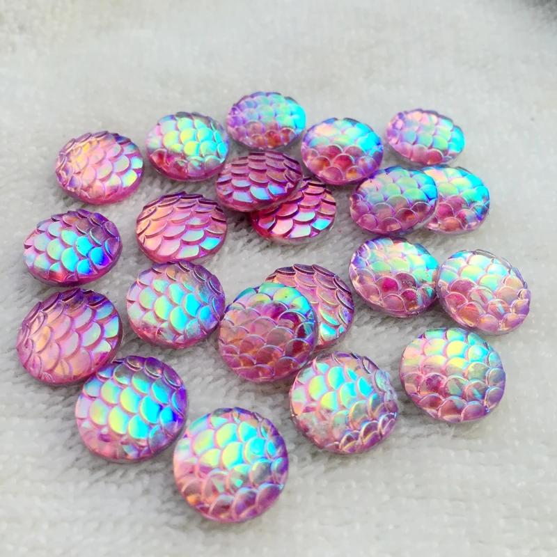80pcs Round AB Resin Crystal Fish Scales Flat Back Rhinestone Scrapbook Wedding Decoration Scrapbooking Diy Accessories