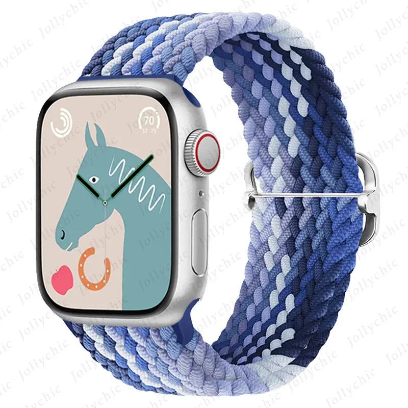 Braided Stretchy Adjustable Straps Compatible for Apple Watch Ultra 2/1 Band 38mm 40mm 41mm 42mm 44mm 45mm 49mm for Women Men