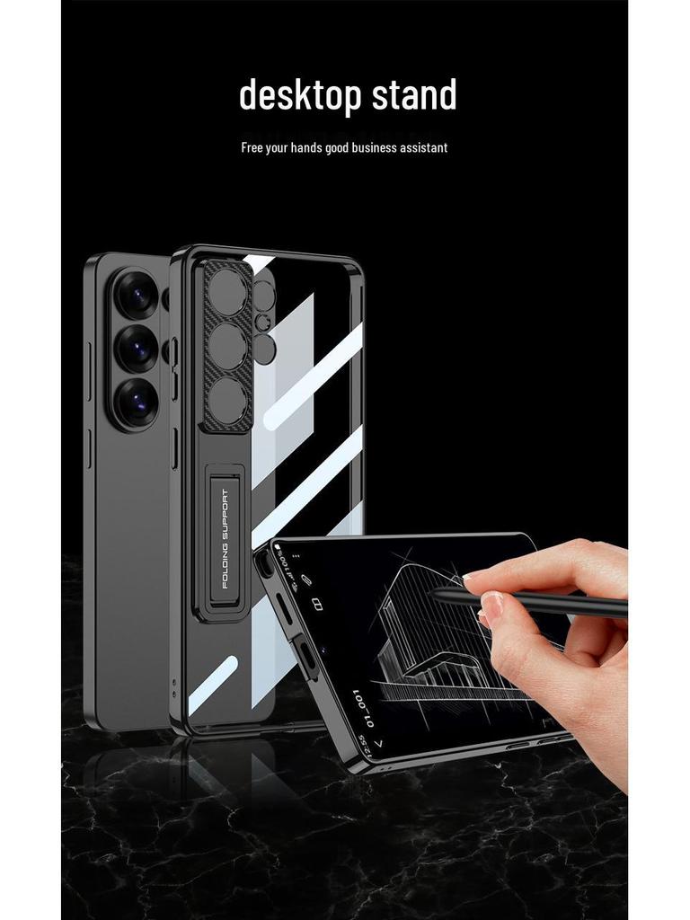 Samsung S26 Ultra Transparent Electroplated Phone Case with Precise Cutouts and Ultra-thin Bracket