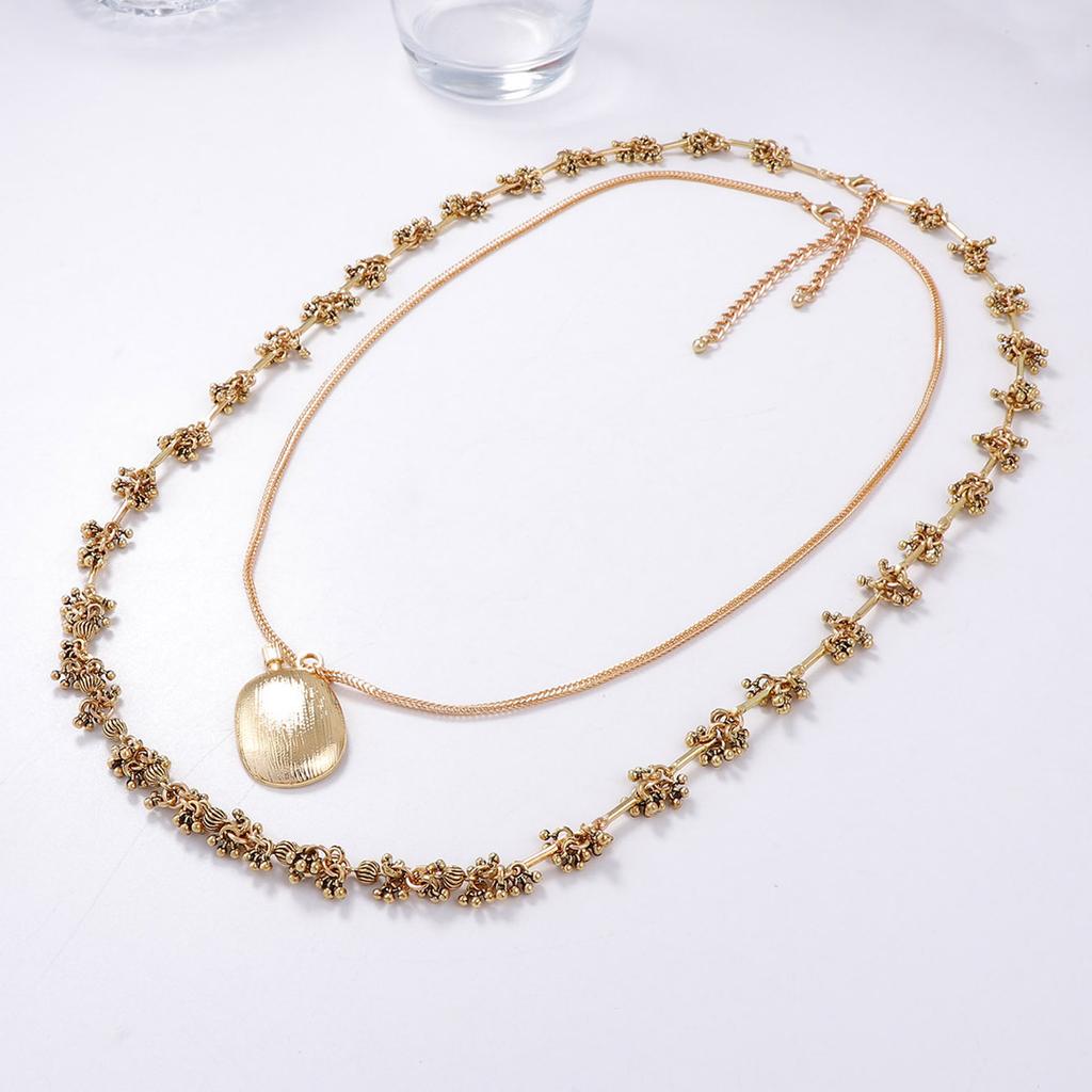 Individual cold wind alloy wine jug pendant flower stamen chain double-layer necklace light luxury advanced design