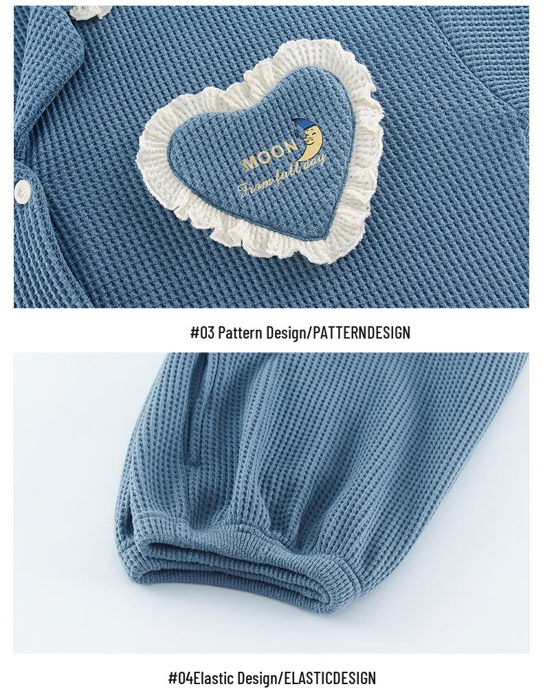 Set Pijama de Cuplu: Pijama de casă din bumbac cu mânecă lungă pentru femei și bărbați, cu revere și nasturi frontali