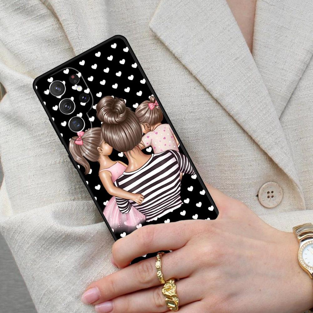 Beautiful Mother Daughter Son Cell Phone Case for Samsung Galaxy S26 Ultra S25 S24 S23 S22 S21 S20 Note10 Cover