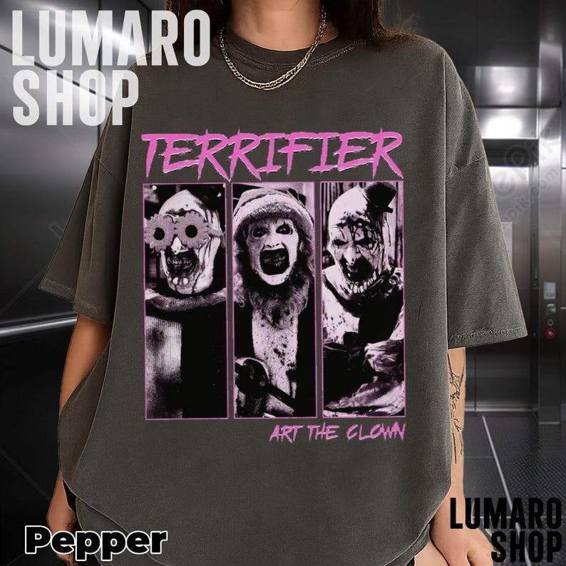 Terrifier Art The Clown Shirt Creepy Horror Movie Graphic Tee Spooky Halloween Unisex T-Shirt XXXL