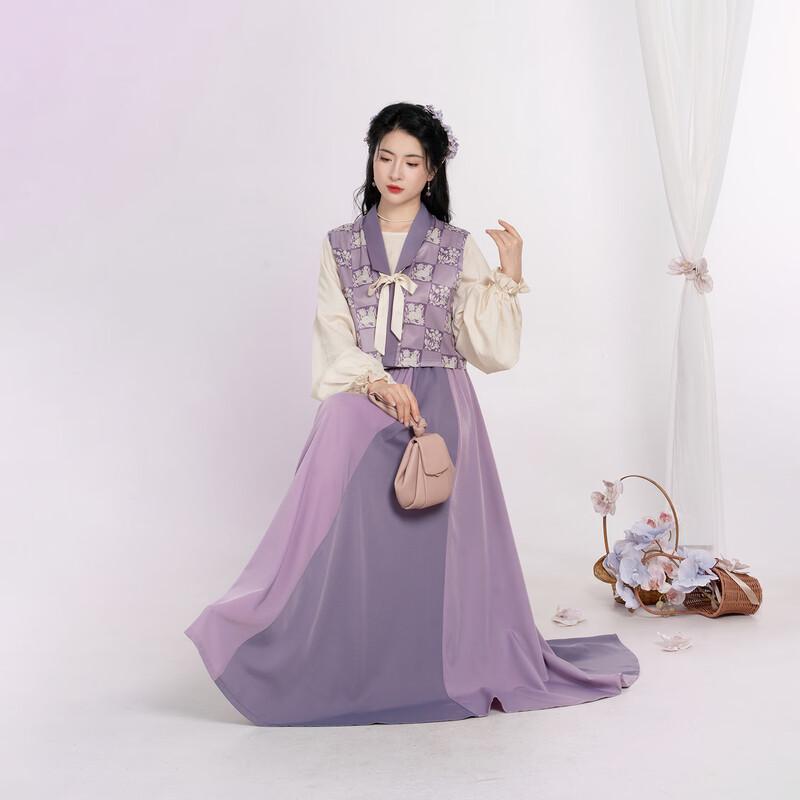 Zhiping Si Women's Tang Dynasty Hanfu: Beizi, Round-Neck Shirt & Eight-Panel Skirt