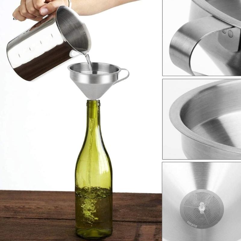 Mehrgrößen-Edelstahlsieb-Filter Vielseitiges Filtersieb-Trichterset zum einfachen Filtern und Ausgießen