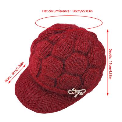 Winter Warm Hat Knitted Hat Casual  Mom Cap Grandmother Hat Plush Thickened Fleece-Lined Warm Wool Christmas Gift