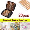 20pcs Carbonized Bamboo Bamboo Crochet Hooks Metal Tips Yarn Craft Tools  For Experts