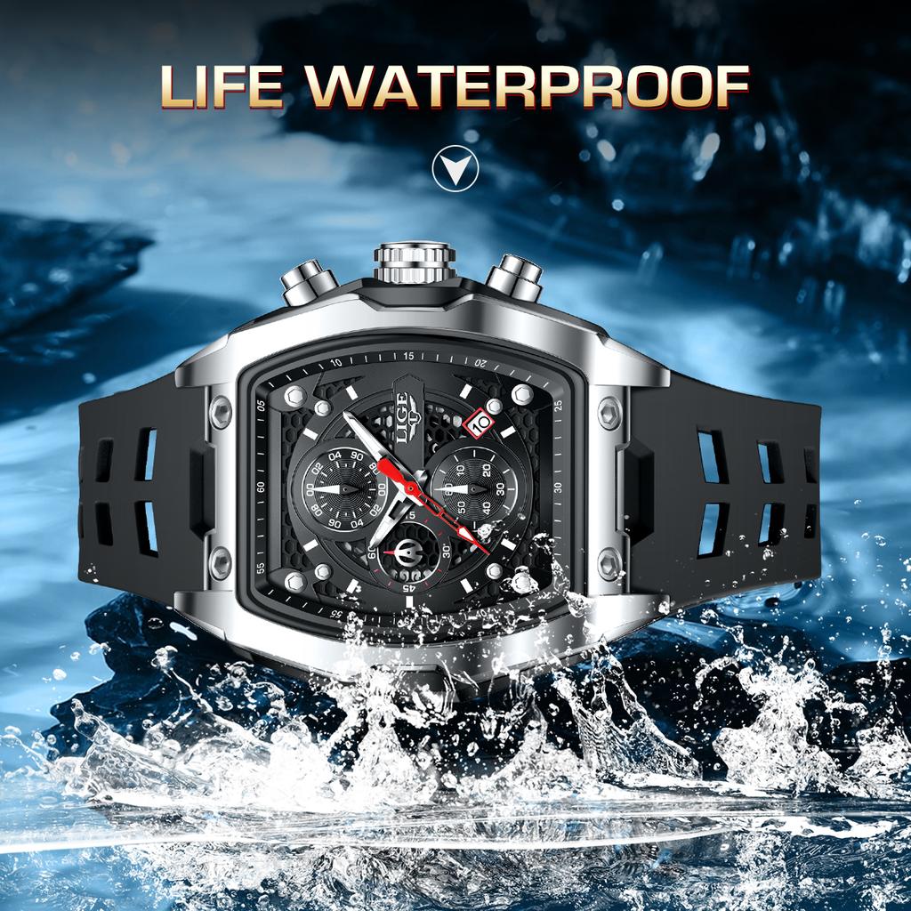 LIGE Military Watches for Men Fashion Business Sports Quartz Wristwatch Calendar Luminous Waterproof Watches Men Rreloj Hommes