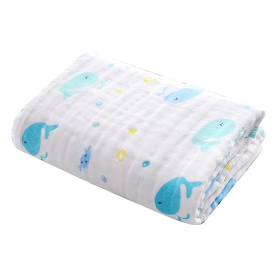 Baumwoll-Babydecke, auffällig, hält den Körper trocken, bedruckt mit Cartoon-Motiv, dünnes Pucktuch für Neugeborene