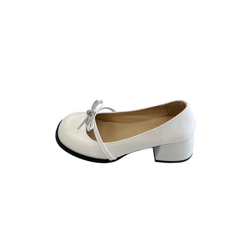 

Французские туфли Мэри Джейн на толстом каблуке, женские, весна 2025, новые, балетный, в стиле маленькой кокетки, туфли на высоком каблуке с бантом, с открытым верхом, одинарные 35