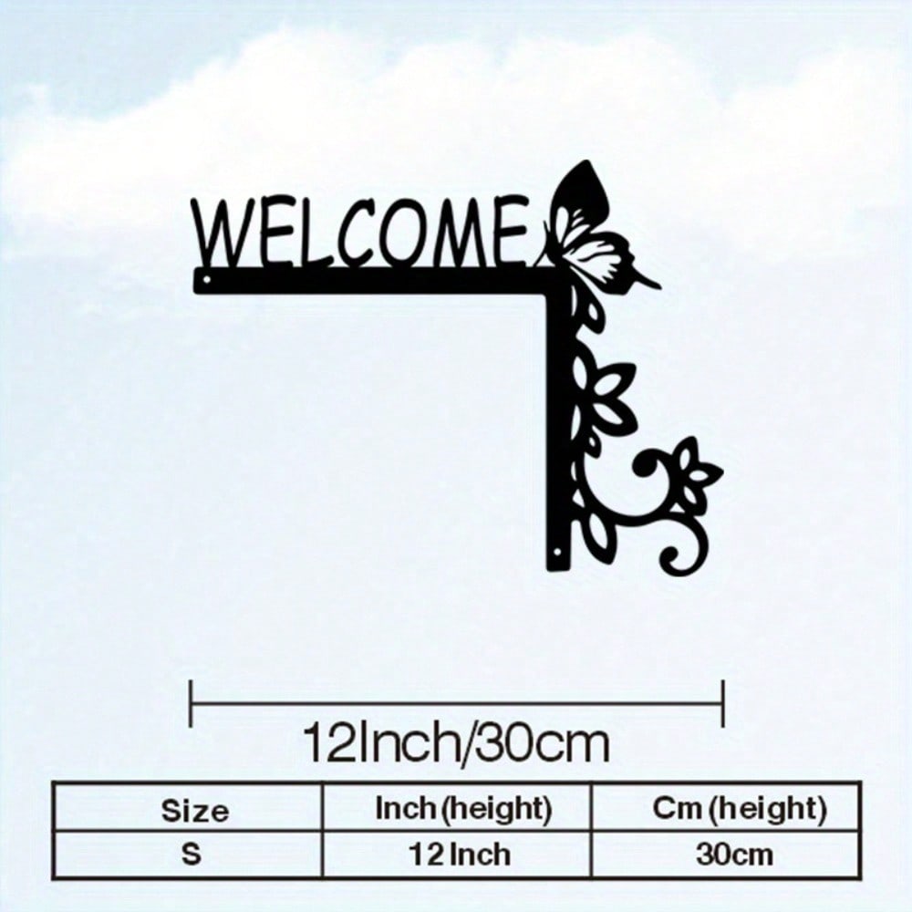 Geometric Floral Welcome Metal Wall Art Vintage Iron Entryway Decor Home Accent Gift